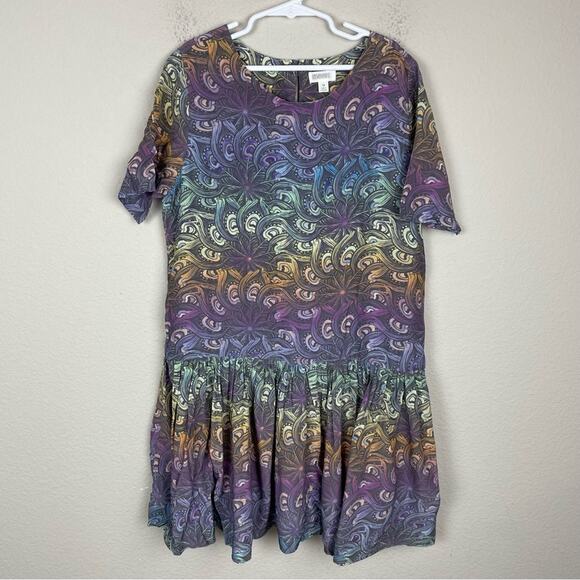 Gymboree Gray Multi Color Peacock Feather Print  Drop Waist NWt Dress 12 - Picture 1 of 5